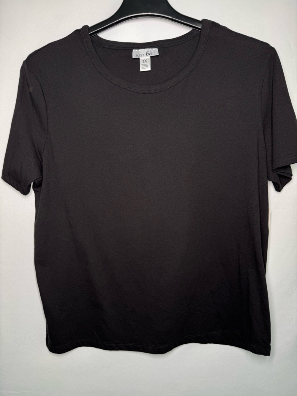 ❤️3/$30 NWT Just Be... Women's Plus Size 1X Black Boyfriend T-Shirt Relaxed Fit